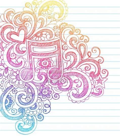 Whimsical Music Note Sketches With Swirls And Hearts Back To School