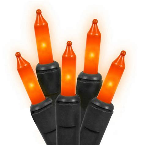 Set Of 35 Opaque Orange Mini Halloween Lights Black Wire Walmart