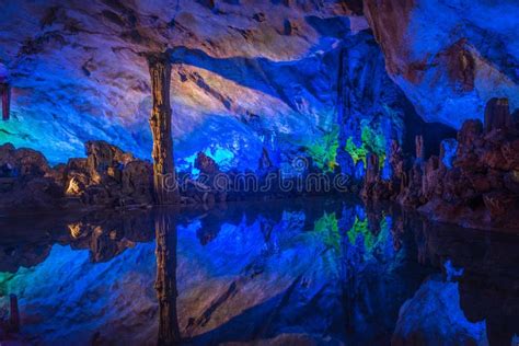 Color Illumination Of Underground Caves Stock Image Image Of