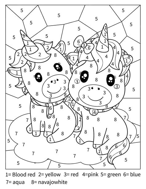 Premium Vector Unicorn Color By Number Coloring Page