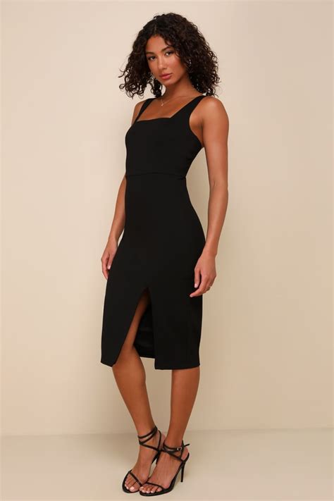 Classic Black Dress Bodycon Dress Sleeveless Midi Dress Lbd Lulus