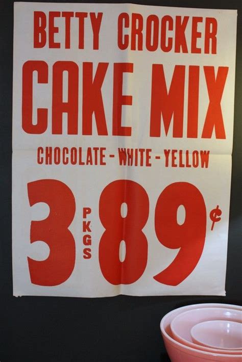 Vintage 1950s Betty Crocker Grocery Store Price Poster Vintage