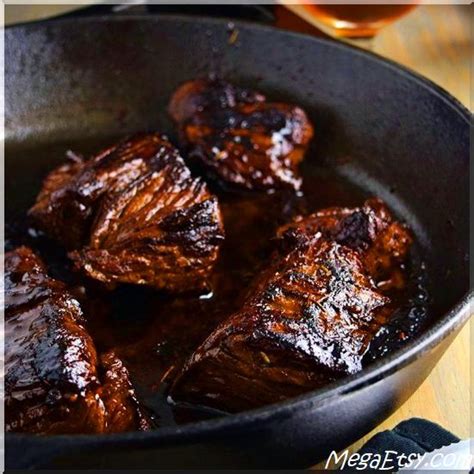 Marinated Steak Tips Prepared In A Cast Iron Skillet The Marinade