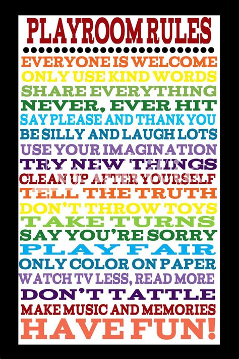 Playroom Rules Poster Rainbow Art Kid Decor Kid Print Etsy