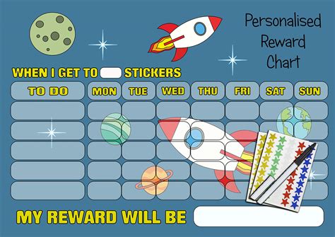 Buy Kids2learn Boys Personalised Re Usable Space Reward Chart 90