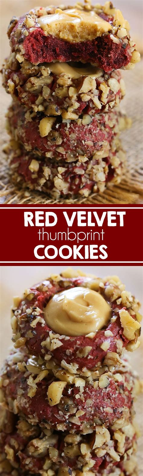 Red Velvet Pecan Thumbprint Cookies Swanky Recipes Cookie Bar