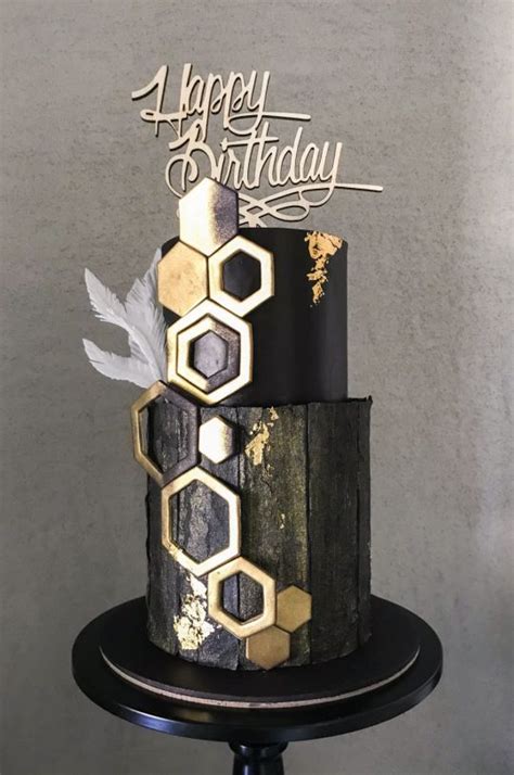 Pin by elevate the cake chic event rentals and cake stands. Elegant birthday cake in black & gold | Elegant birthday ...
