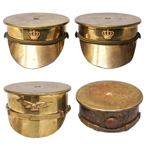 Collection Of Four Brass Trench Art Military Caps Or Kepis Wwi At 1stdibs