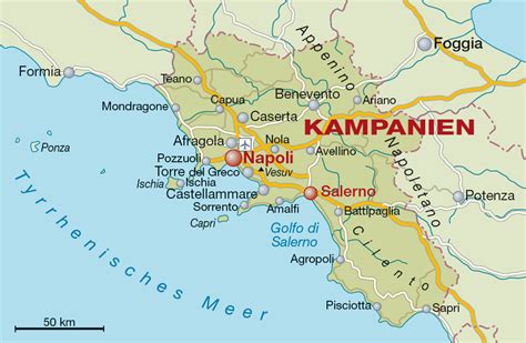 Italien hat die welterbekonvention 1978 ratifiziert, als erste welterbestätte wurden 1979 die felsbilder im valcamonica in die welterbeliste aufgenommen. Italien Kampanien Karte | Kleve Landkarte