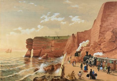 19th Century South Devon Railway Landslip Watercolour Picture For