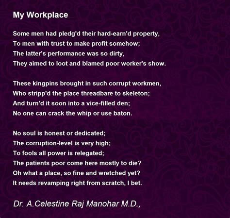 My Workplace By Dr John Celes My Workplace Poem