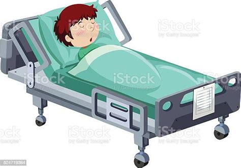 남자아이 중인 멀미용 병원 침대 1개 병원에 대한 스톡 벡터 아트 및 기타 이미지 Istock