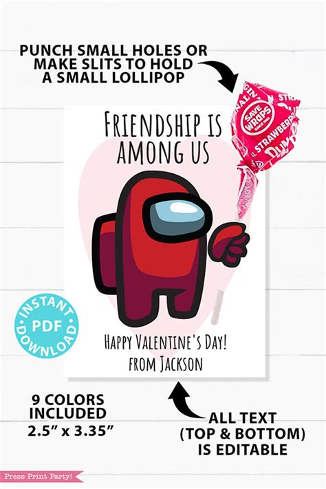 Among Us Valentine Card Printable Press Print Party