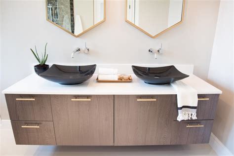 Double Vanity Bathroom With Black Sinks Hgtv