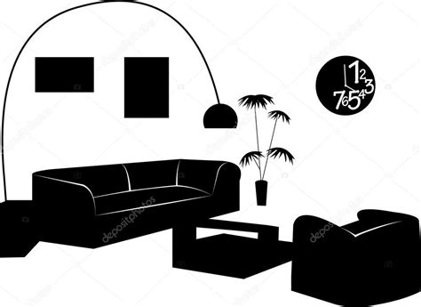Part Of A Modern Living Room With Modern Furniture Silhouette — Stock
