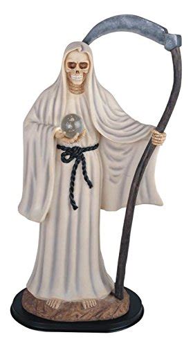 24 Inch White Santa Muerte Saint Death Grim Reaper Statue Figurine