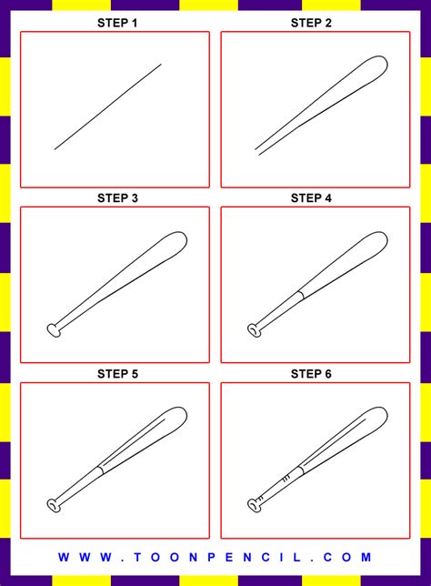 How To Draw A Baseball Bat Step By Step Baseball Wall
