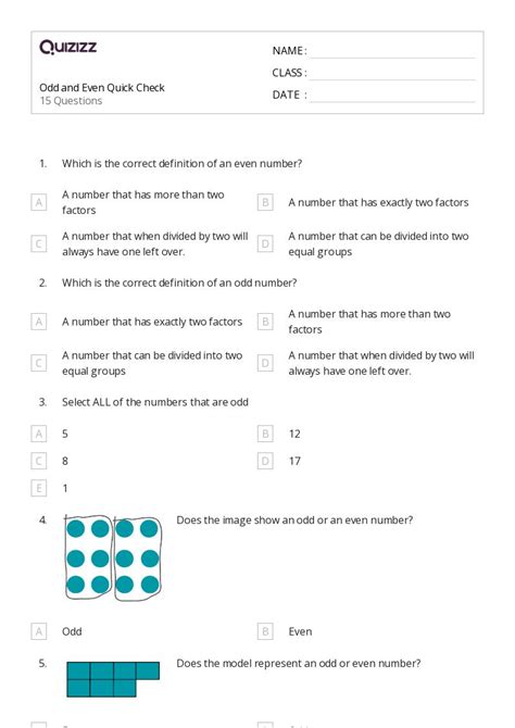 50 Odd And Even Numbers Worksheets For 6th Class On Quizizz Free
