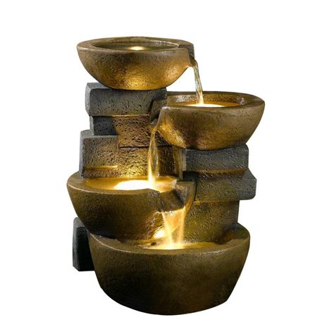 Pots Water Fountain With Led Light Free Standing Garden