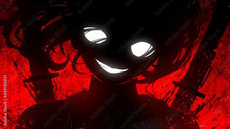 Plakat A Sinister Girl In The Anime Style Smiles Maliciously With