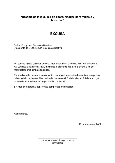 Carta De Justificacion De Inasistencia A Clases Por Trabajo Images