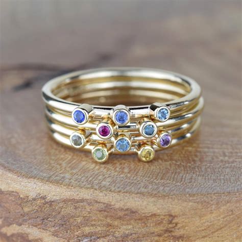 Custom Three Birthstone Stacking Ring By Alison Moore Designs