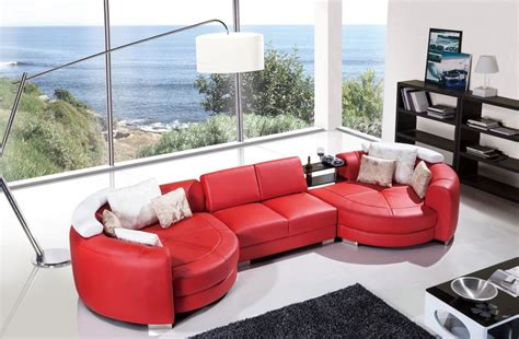 Modern Red Leather Sectional Sofa With Chaise Modern Living Room Los Angeles By Eurolux
