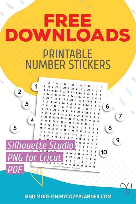 Number Stickers Free Printable Planner Stickers My Cozy Planner