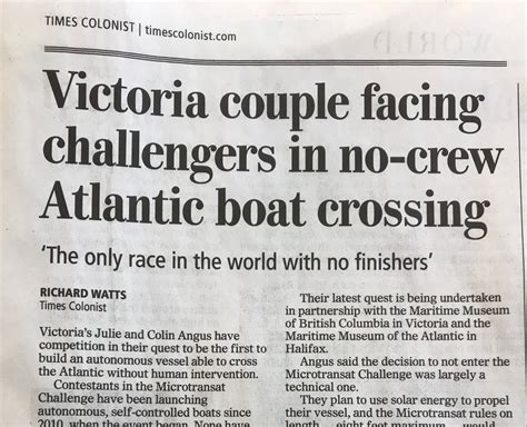 Autonomous Boat featured in today's Times Colonist - Angus Adventures