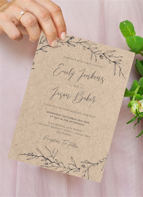 Printable Rustic Wedding Invitations Template Printable Free Templates