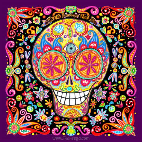 Sugar Skull Art Colorful Day Of The Dead Art By Thaneeya Mcardle