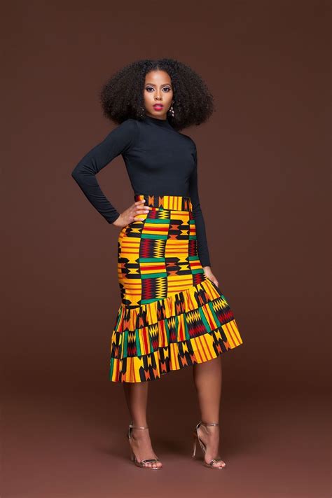 African Print Ren Pencil Skirt Africafashion Jupe En Wax Mode Africaine Mode Africaine Robe