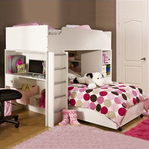 The twin over full bed design provides sleeping quarters for at least two little princesses. Girls Loft Bed with Desk: Design Ideas and Benefits ...