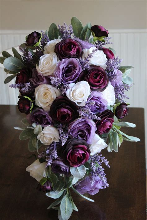 Lavender Plum And Ivory Silk Wedding Flowers Deep Purple Wedding