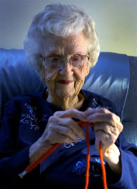 104 Year Old Lady Stays Happy With Her Knitting For Others