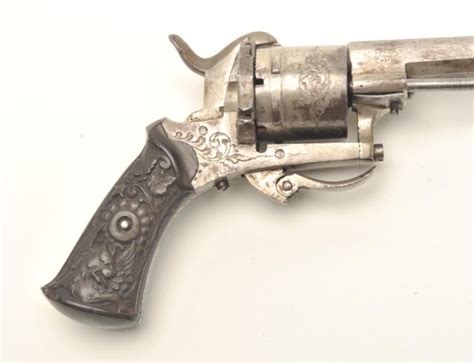Engraved Pinfire Revolver With Folding Trigger 7mm 325 Octagon
