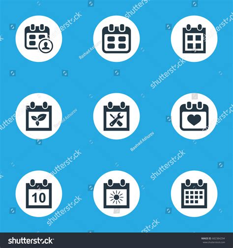 Vector Illustration Set Simple Calendar Icons Stock Vector Royalty