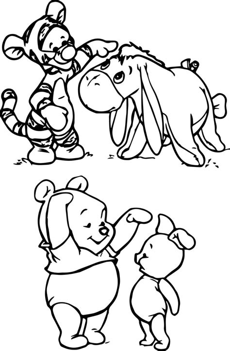 Winnie The Pooh Pooh Piglet Tigger And Eeyore Coloring Page