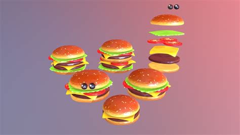 3d Model Lowpolyart Burger Cheeseburger Constructor Vr Ar Low Poly Cgtrader