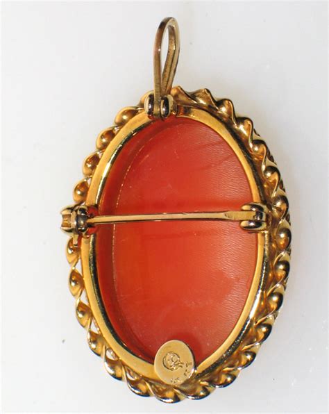 Vintage 14k Gold Edwardian Lady Shell Cameo Pin Brooch Pendant Ebay