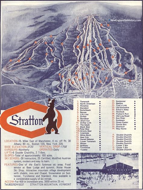 1968 69 Stratton Trail Map New England Ski Map Database