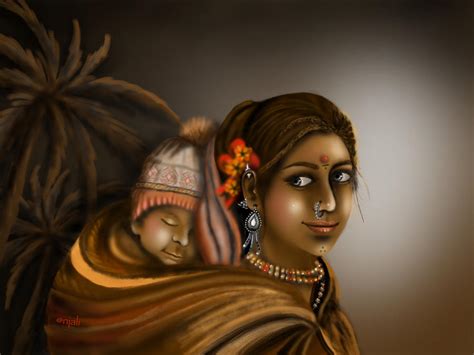 Indian Mother And Child Paintings