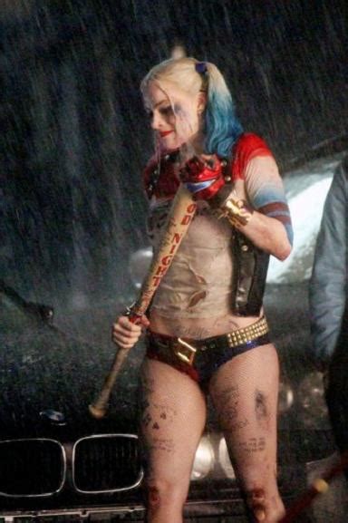 Hot New Pictures Of Margot Robbie Wet As Harley Quinn On Set