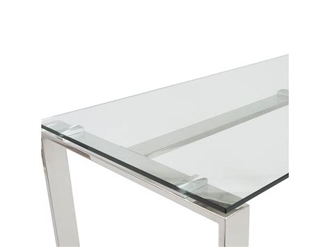 diego desk in clear glass with polished stainless steel legs shop for affordable home
