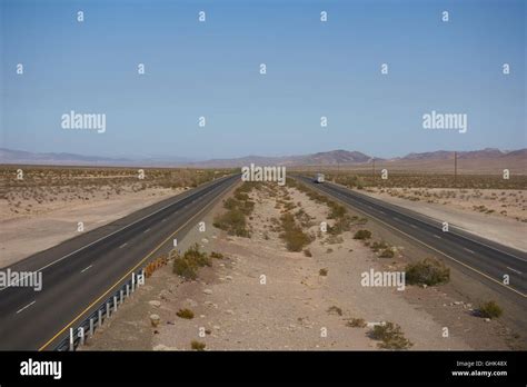 Interstate 40 Viewd From Route 66 As It Goes Through The Majave Desert