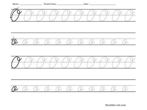 Tracing worksheet Cursive letter O