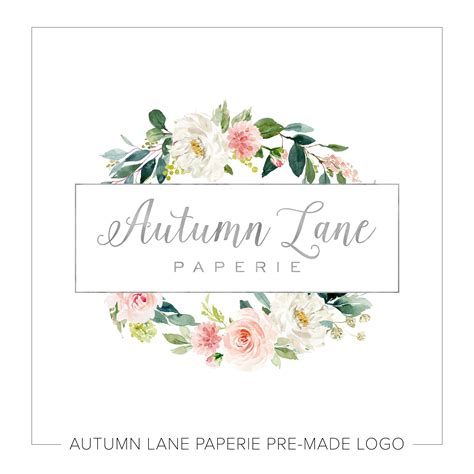Floral Logo Design Rose Logo Wreath Logo Autumn Lane Logo Etsy In