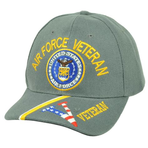 United States Air Force Veteran Vet Gray Adjustable Hat Cap Military
