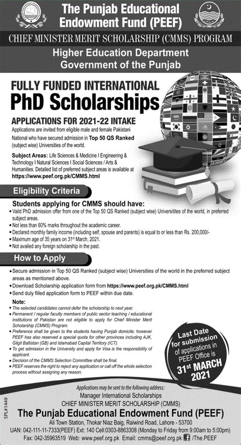 Daad scholarship covers monthly payments of 850 euros for graduates or 1,200 euros for doctoral candidates. PhD Scholarships 2021-22 Fully Funded CMMS of PEEF Pakistan Apply online-Educativz » Educativz