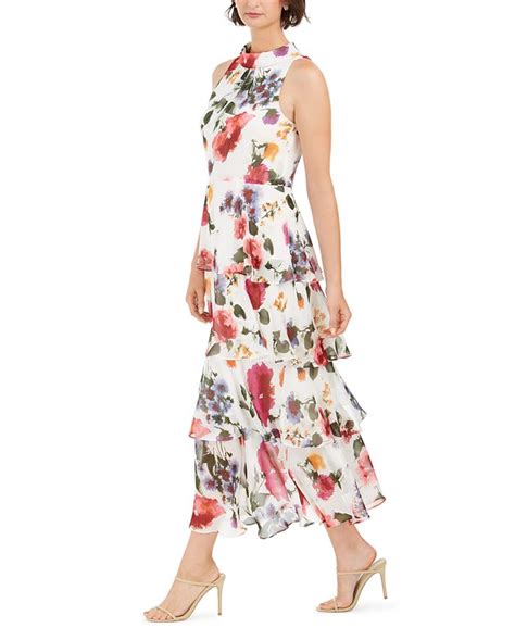 Sl Fashions Floral Print Tiered Maxi Dress Macys